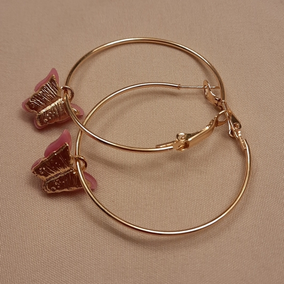 Acrylic Butterfly Hoop Earrings - Picture 10 of 12